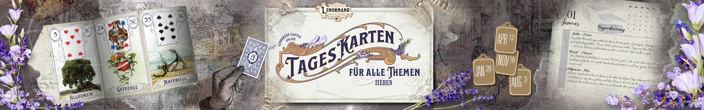 Lenormandkarten kostenlose Tageskarte ziehen - Kartenlegen online