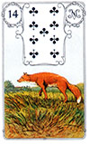 14. Fuchs - BEDEUTUNG: Betrug, Neider, Wachsamkeit, Schläue, Schmeichlerei, List, Intriegen, Dummheit, Täuschung, Diebstahl